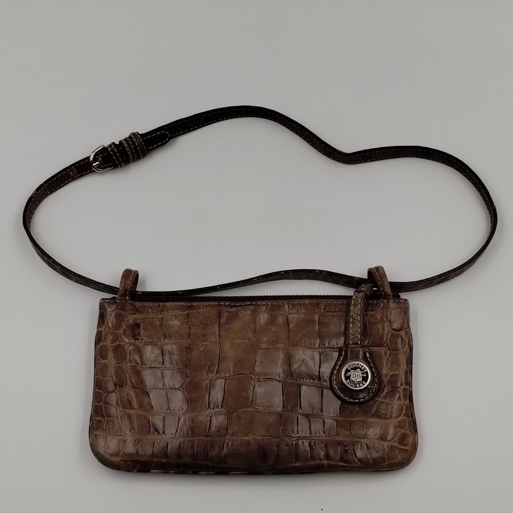 Dooney & Bourke Crocodile Embossed Beige Mini Slim Bag Bayou Collection